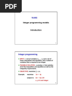 Integer Programming Models: Input