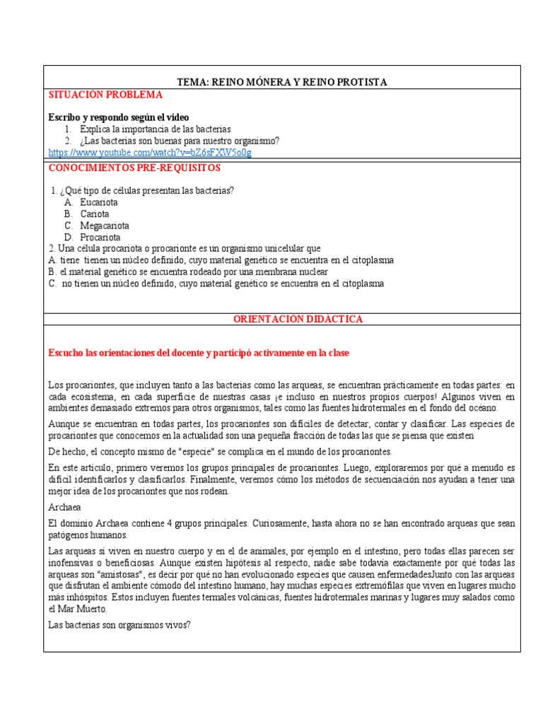 Características del Reino Monera | PDF | Procariota | Archaea