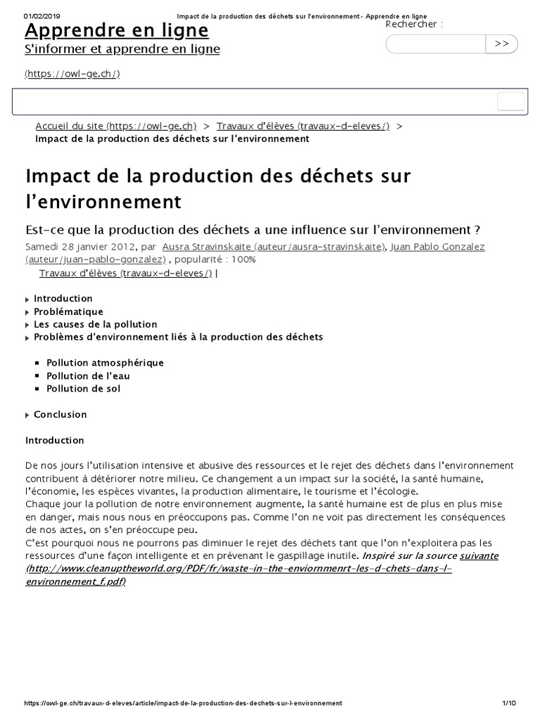 Impact de La Production Des Déchets Sur L'environnement - Apprendre en ...