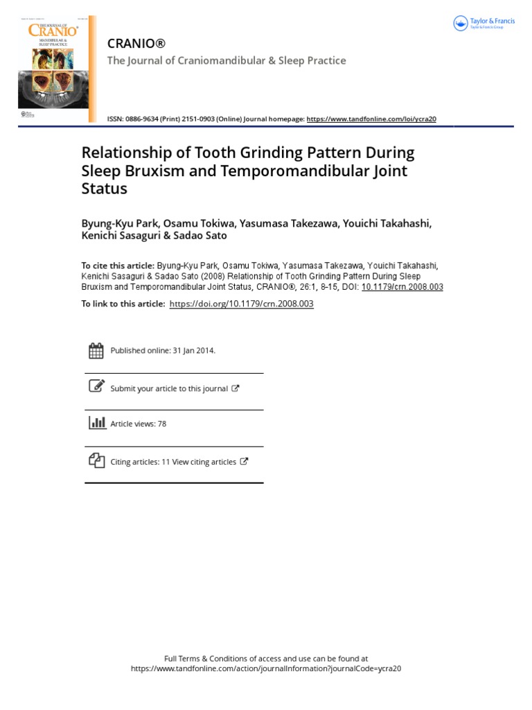Relationship of Tooth Grinding Pattern During Sleep Bruxism and ...