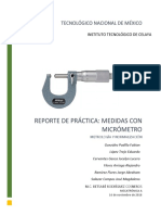 Reporte de Practica - Micrómetro