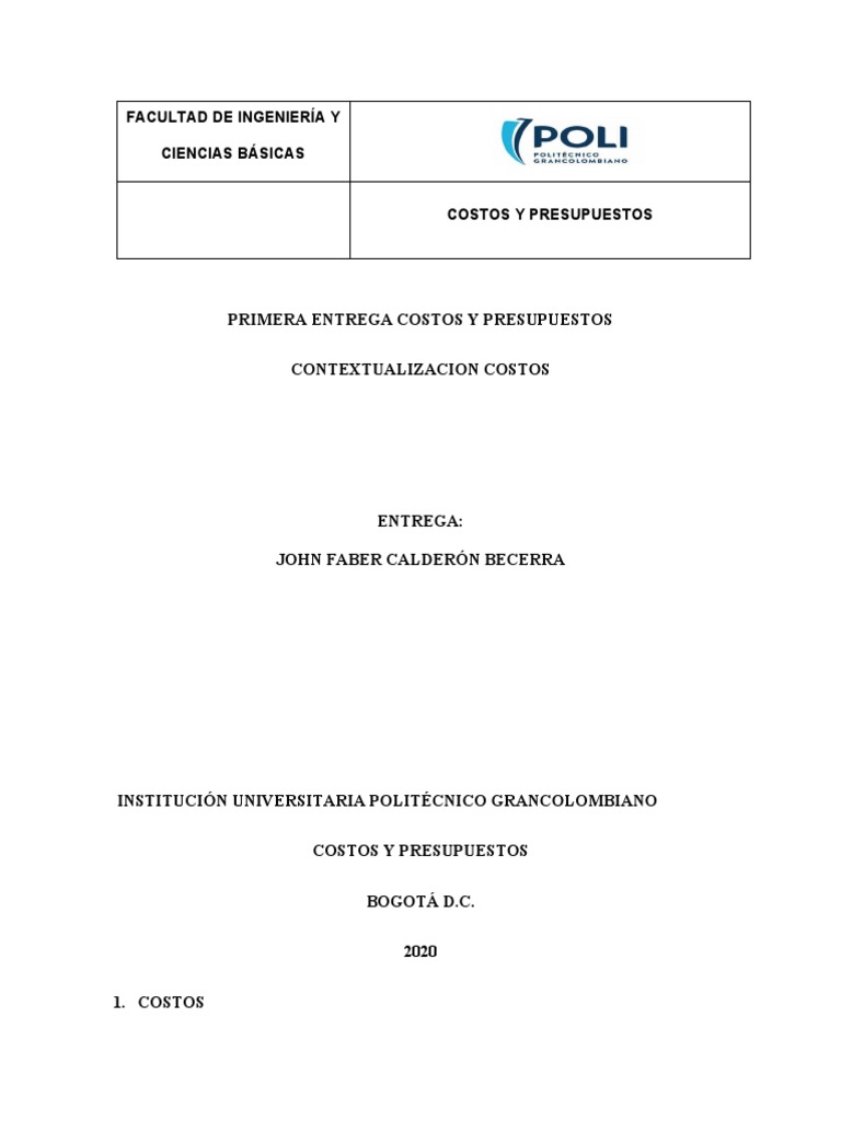 Clasificación y Análisis de Costos Empresariales | PDF | Costo ...