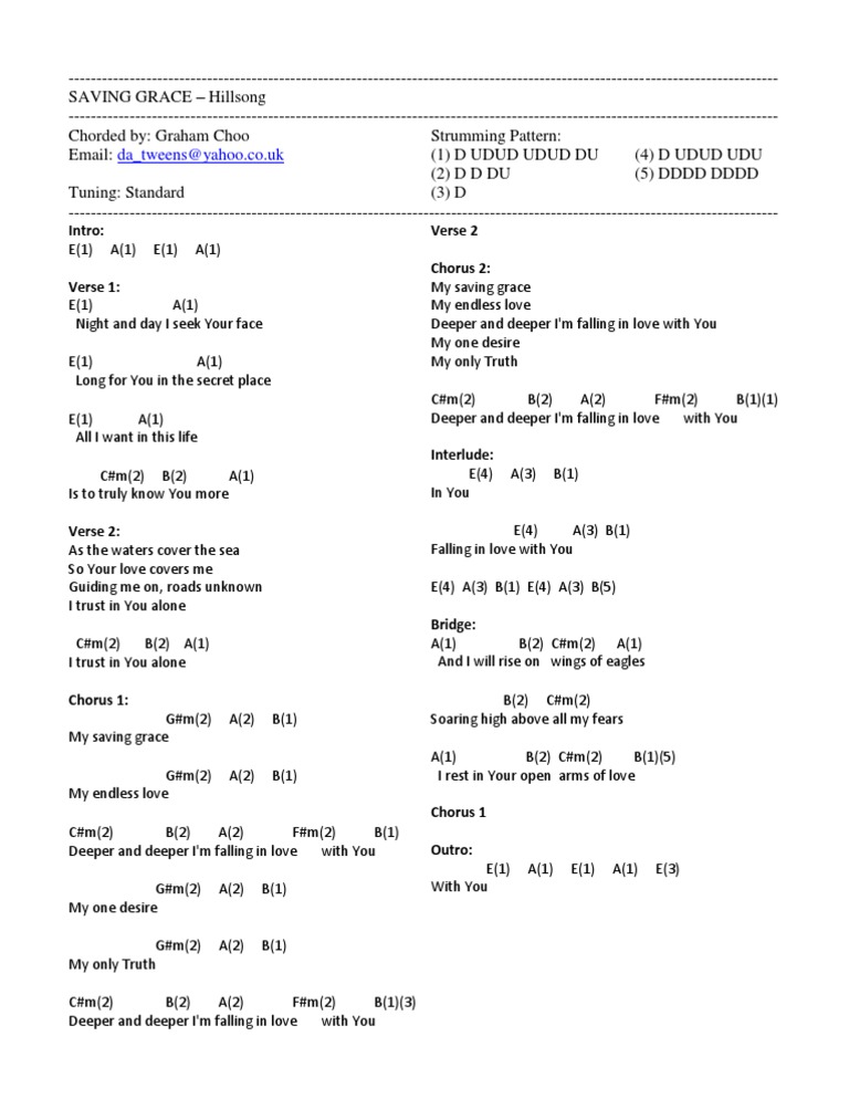 Saving Grace Lyrics and Chords Song