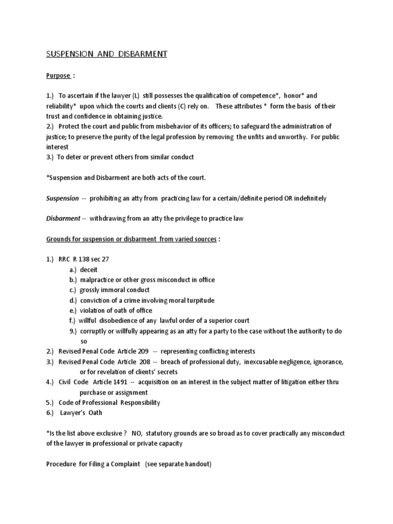 Suspension and Disbarment of Lawyers | PDF | Burden Of Proof (Law ...