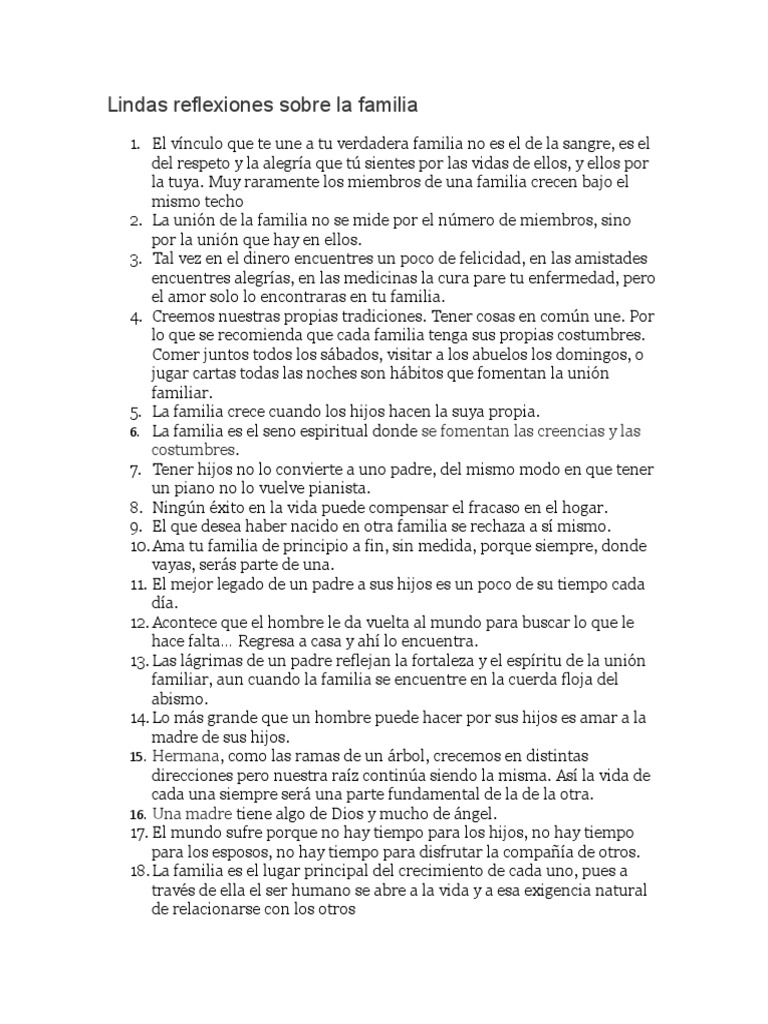 Reflexiones sobre la familia y su unión | PDF | Familia | Vida