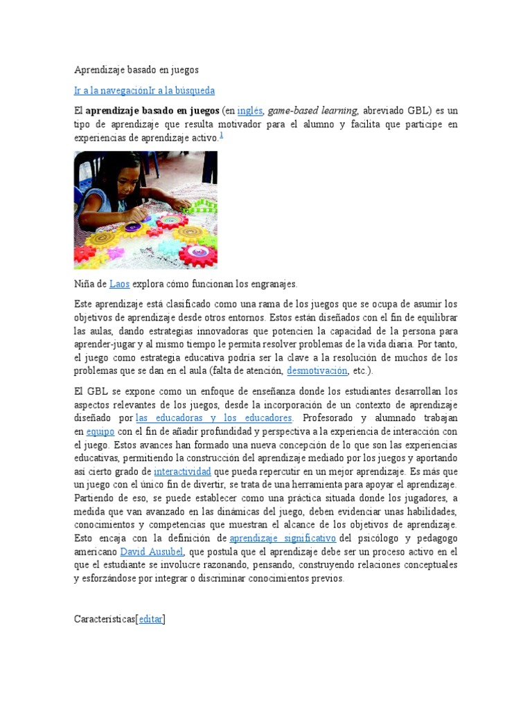 Aprendizaje Basado en Juegos Educativos | PDF | Aprendizaje | Motivación