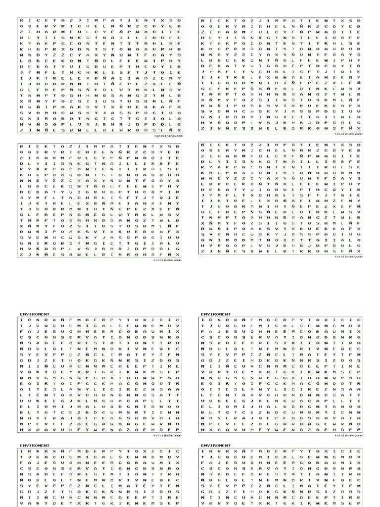 Sopa De Letras Enviroment Adjectives