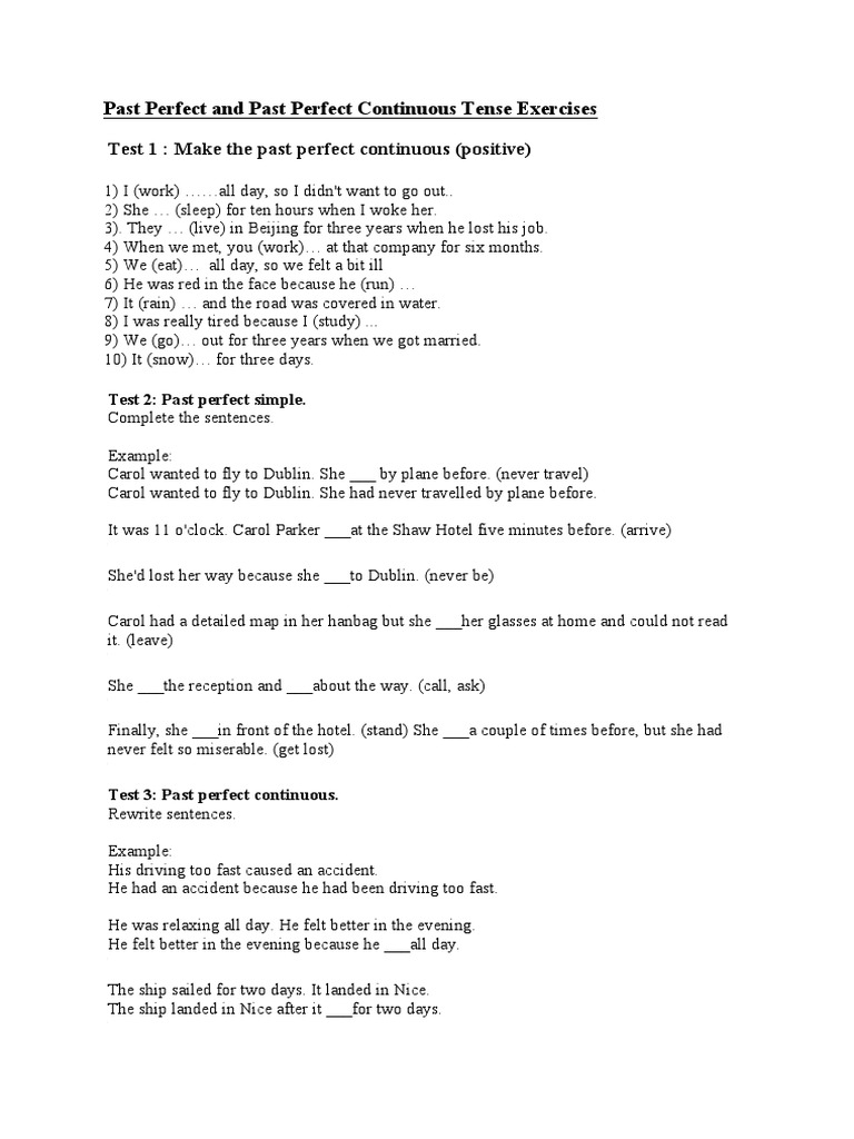 Past Perfect Continuous Exercises | PDF