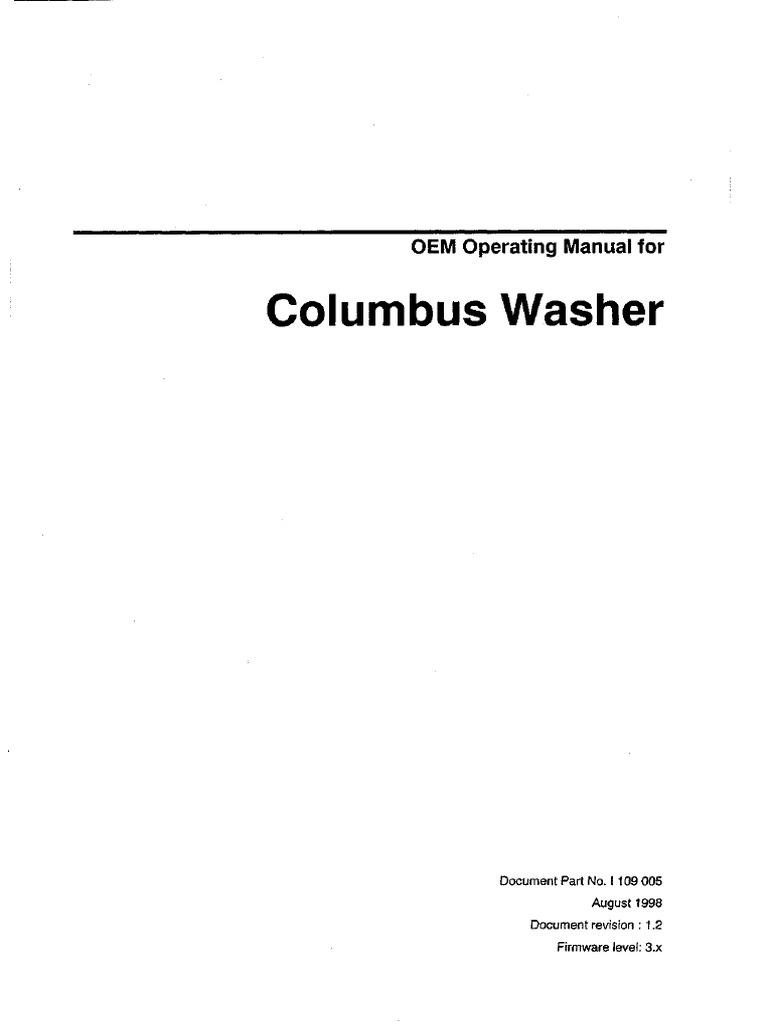 Columbus Washer Manual Eng PDF Electrical Connector Fuse (Electrical)