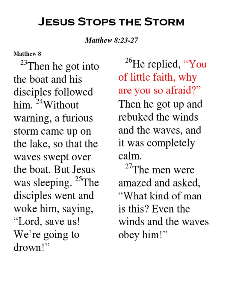 Jesus Stops The Storm: "You of Little Faith, Why Are You So Afraid ...