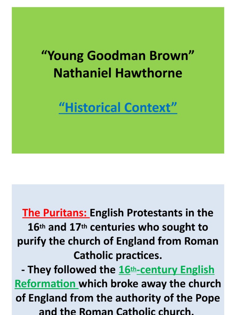 Young Goodman Brown PDF Witchcraft Puritans