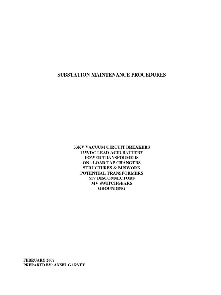 Substation Maintenance Procedures Guide | PDF | Transformer ...