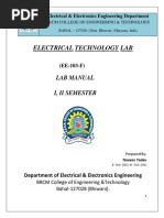 Electrical Technology Lab: Lab Manual I, Ii Semester