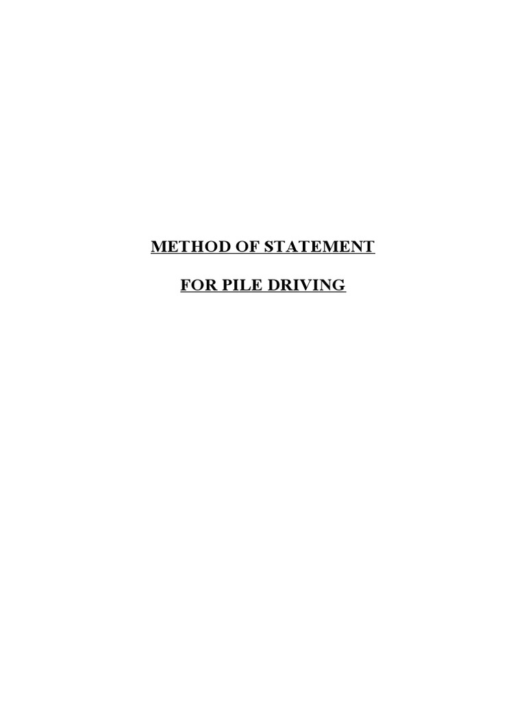 Pile Driving Method Statement | PDF | Deep Foundation | Stress (Mechanics)