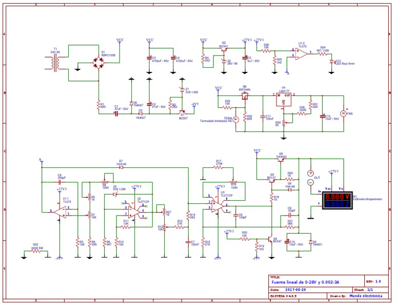 Schematic - Fuente Lineal de 0 28V y 0 002 3A - Diagrama Esquem Tico ...