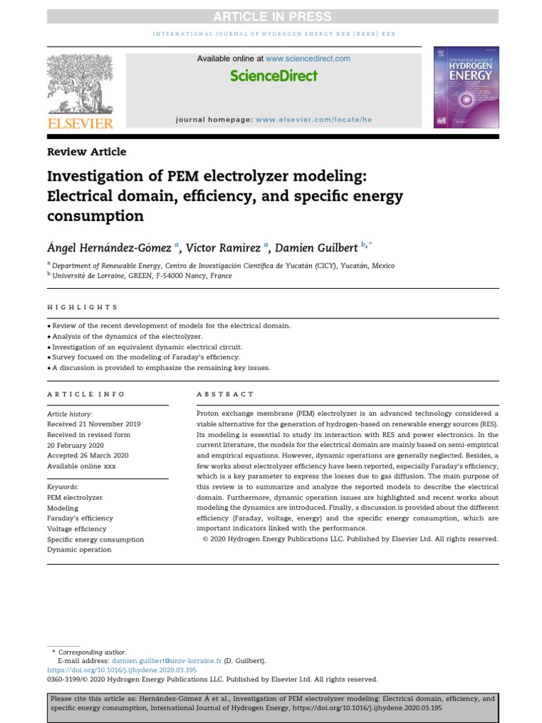 Investigation of PEM Electrolyzer Modeling | PDF | Physical Quantities ...