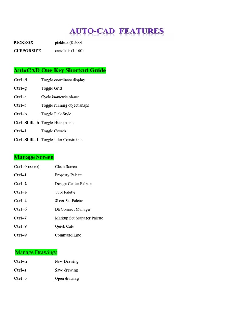 Auto-Cad Shortcuts PDF | PDF | 3 D Computer Graphics | Dimension