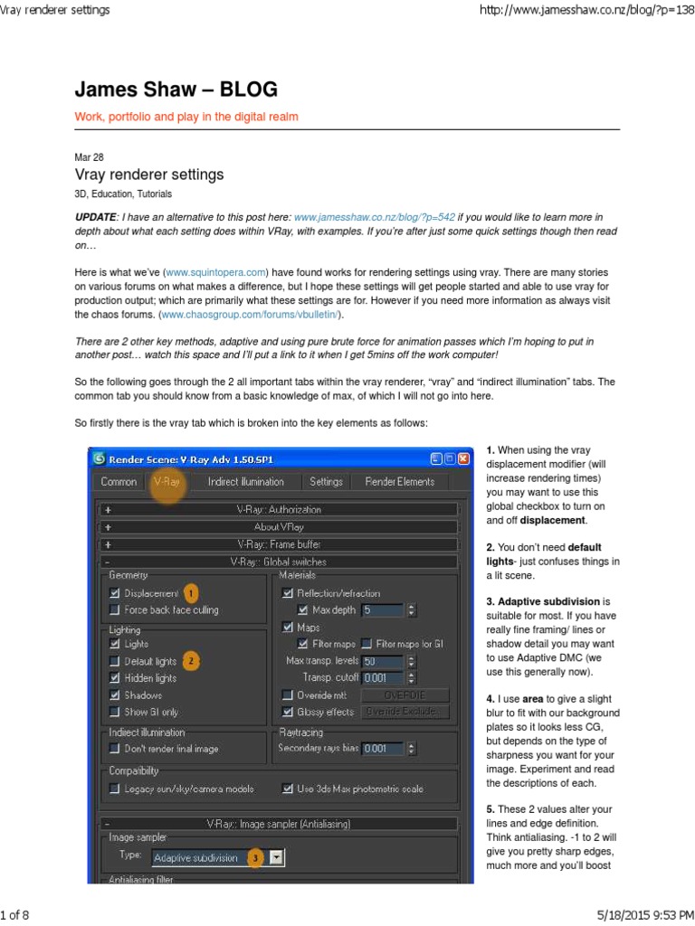 Essential Vray Renderer Settings Guide | PDF | Rendering (Computer ...