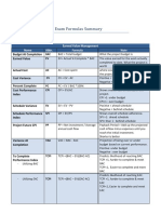 PMP Exam Formulas Summary: Earned Value Management Name Abbr. Formula Note