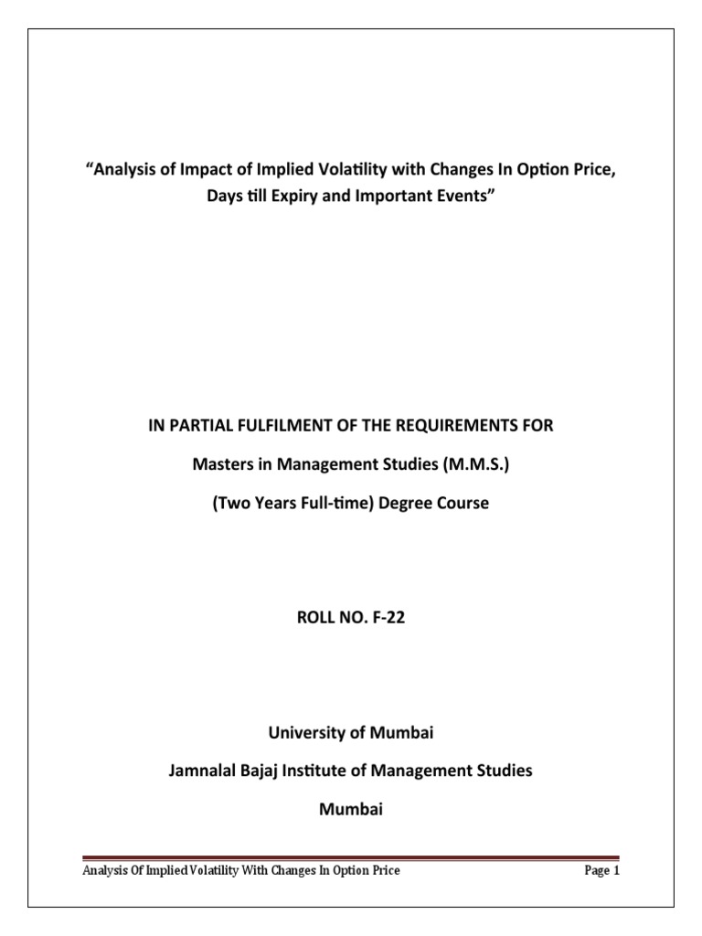 Implied Volatility and Option Pricing Analysis | PDF