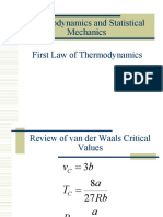 Thermodynamics and Statistical Mechanics First Law of Thermodynamics