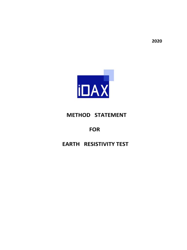 Method Statement FOR Earth Resistivity Test PDF Electrical Resistivity And Conductivity