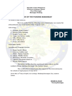 Office of The Punong Barangay: Republic of The Philippines Province of Eastern Samar City of Borongan Barangay Hindang