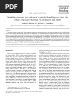 3. Maxham - Modeling customer perceptions of complaint handling over time the effects of perceived justice on satisfaction and intent   vv