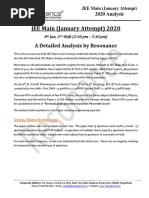 JEE Main (January Attempt) 2020: A Detailed Analysis by Resonance