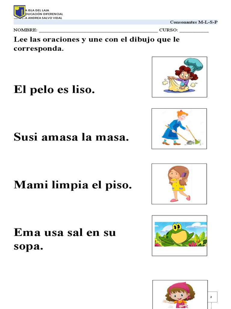 Oraciones con M, P, L y S para Niños | PDF