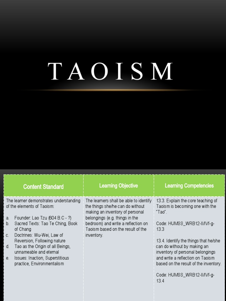 Core Teachings of Taoism Explained | PDF | Tao | Classical Chinese ...