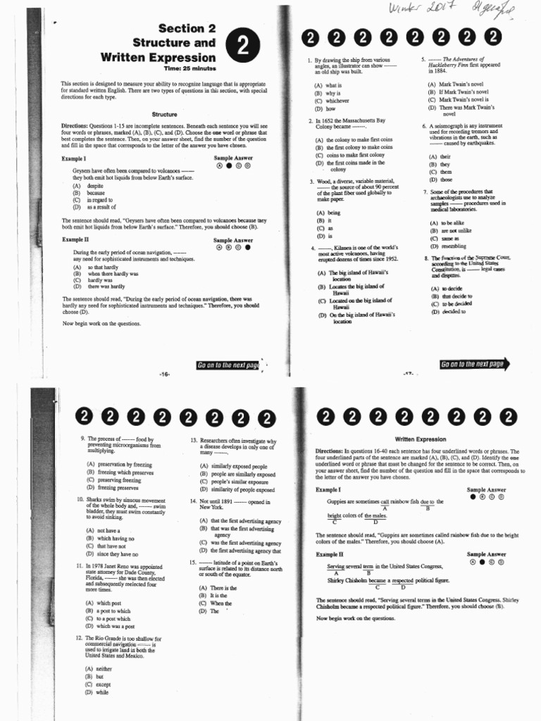 Structure and Written Expression: Section 2 | PDF | Nature
