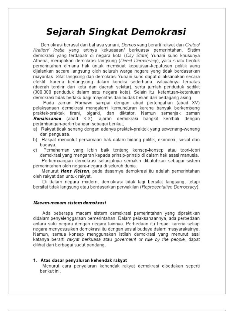 Sejarah Singkat Demokrasi