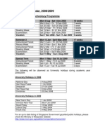 BTech AcadCalendar2008-9