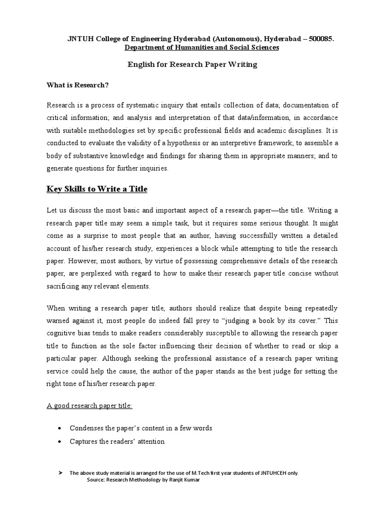 Essentials of Research Paper Writing | PDF | Theory | Academic ...