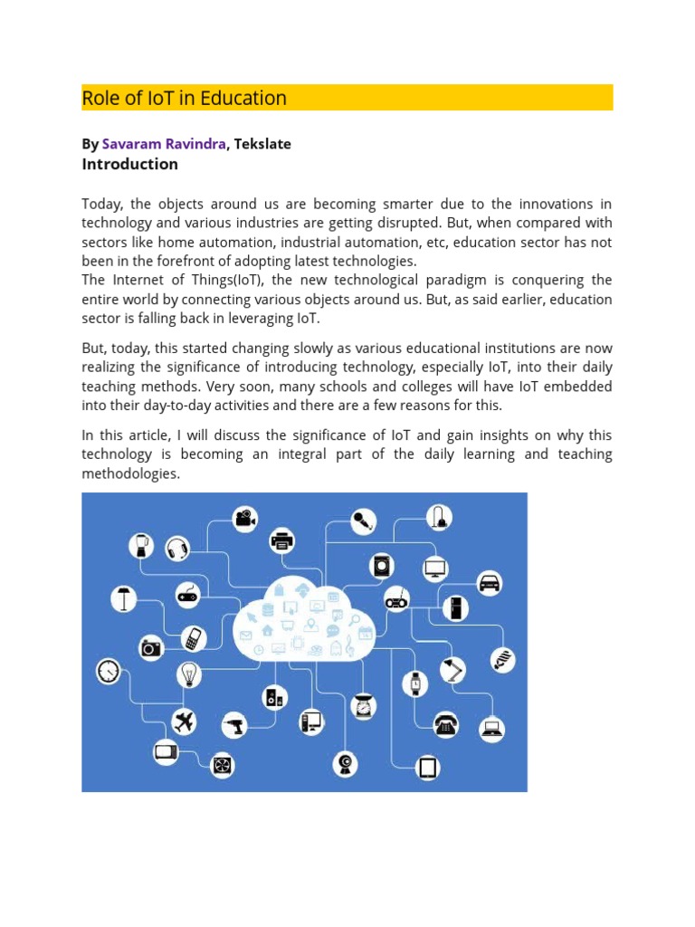 Role of IoT in Education | PDF | Internet Of Things | Cognition