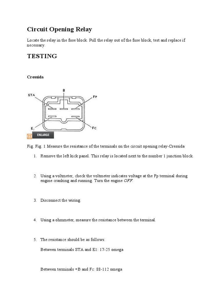 Circuit Opening Relay TESTING | PDF | Teaching Methods & Materials ...