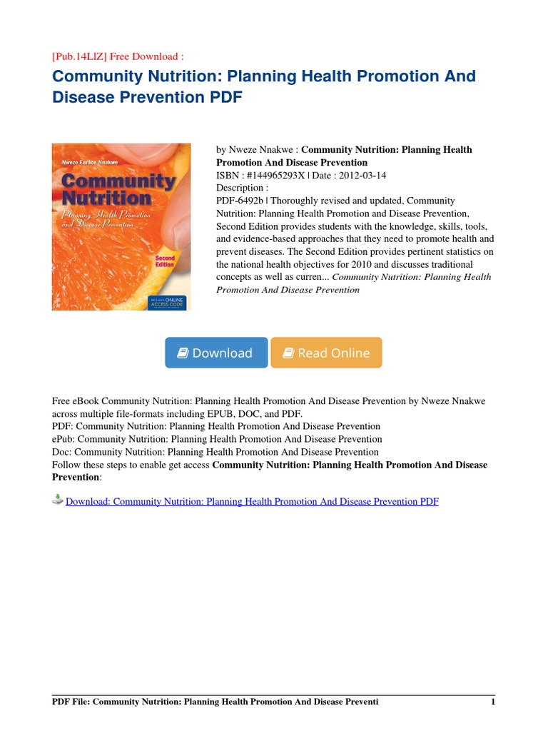 COMMUNITY NUTRITION PLANNING HEALTH PROMOTION AND DISEASE PREVENTION BY NWEZE NNAKWE DOWNLOAD visual data 5