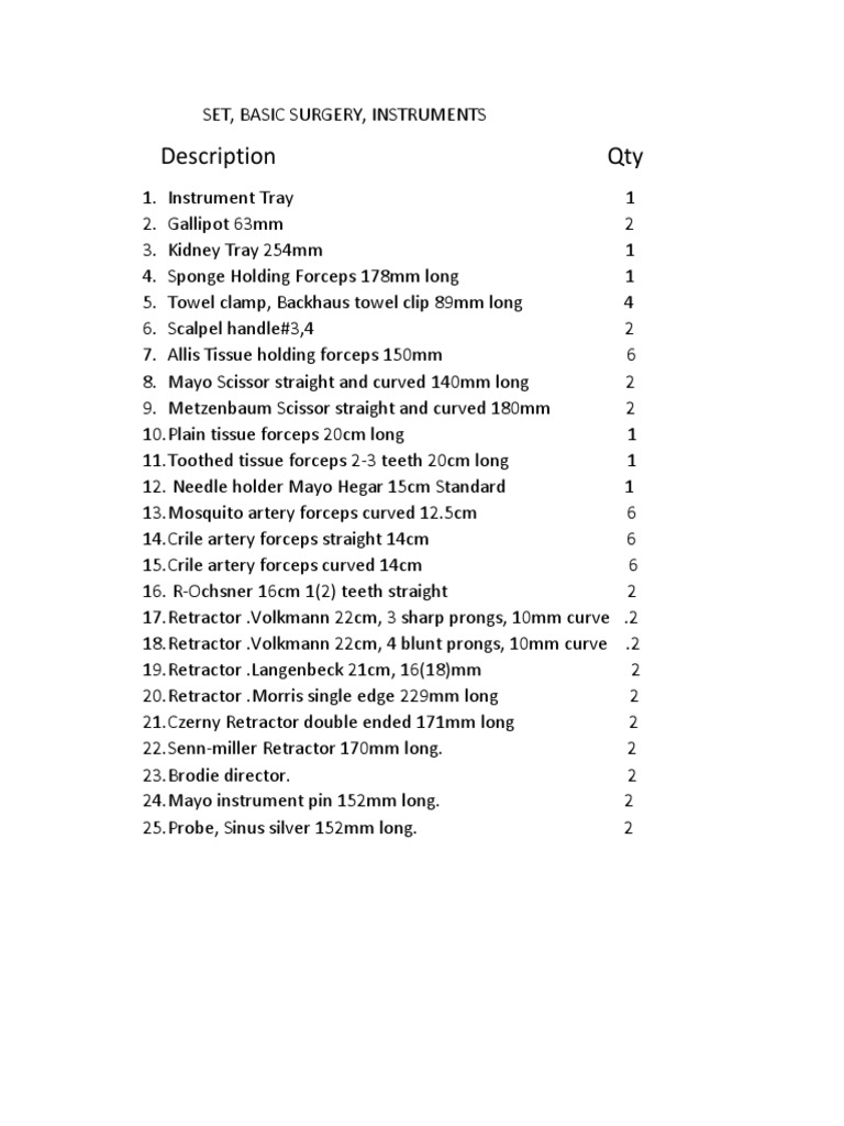 Basic General Surgery Instrument Set 1 | Download Free PDF | Tools | Nature