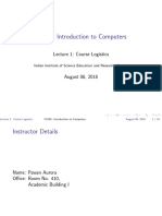 CS101: Introduction To Computers: Lecture 1: Course Logistics