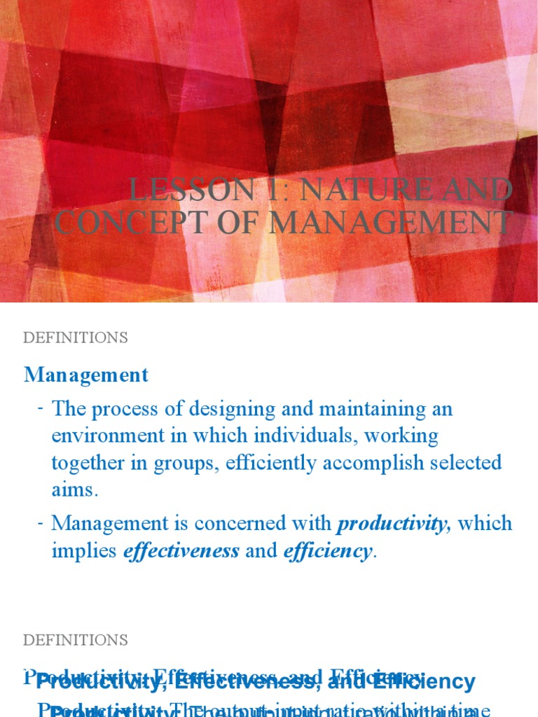 Understanding Management Concepts | PDF | Efficiency | Human Resources