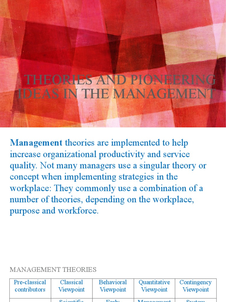 Lesson 2 Basic Management Theories PDF System Psychological Concepts