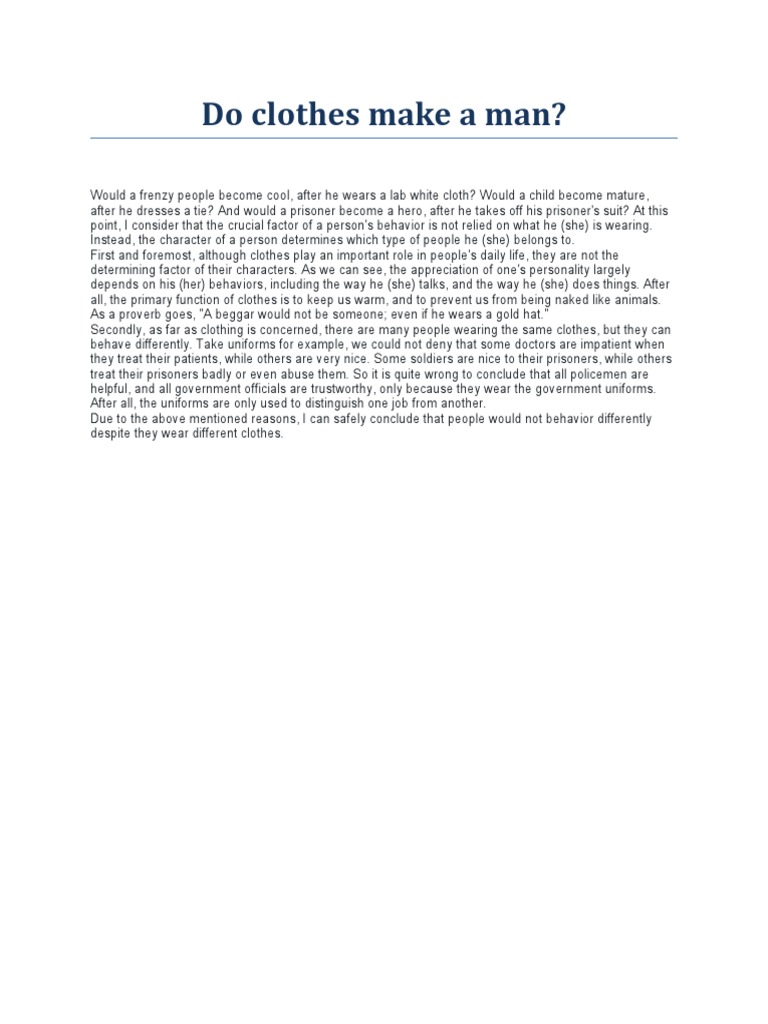 Do Clothes Make A Man PDF