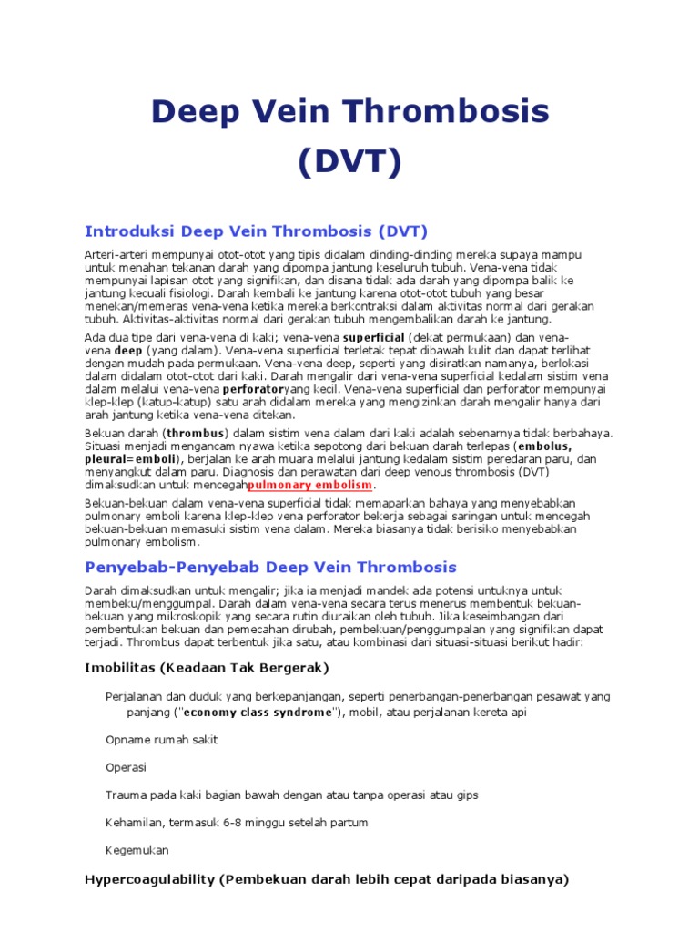 Panduan Lengkap Deep Vein Thrombosis | PDF