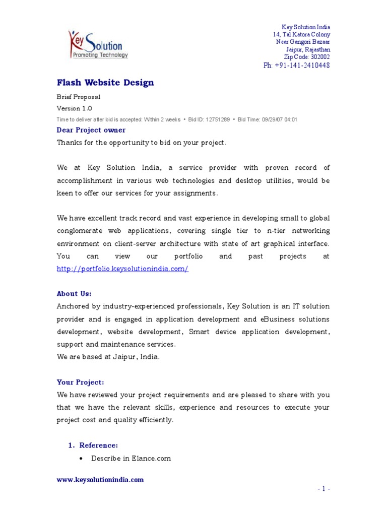 Flash Website Design Proposal | PDF | Adobe Flash | World Wide Web