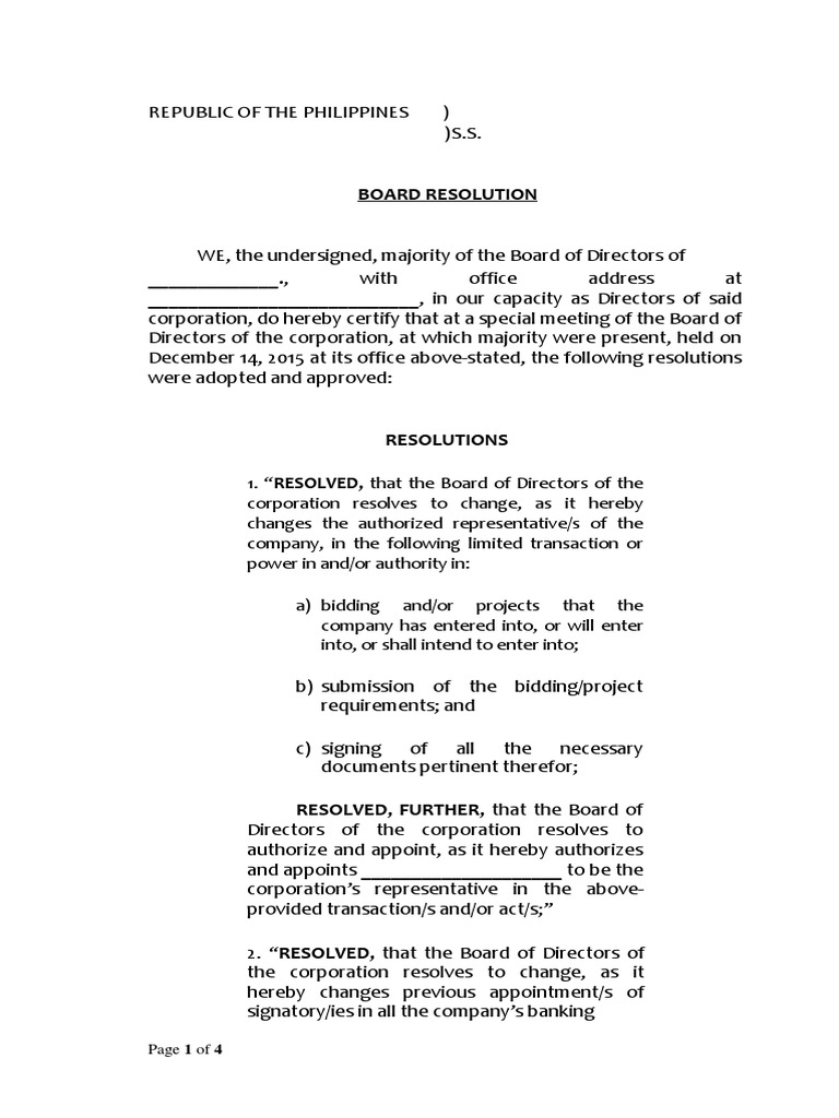 Board Resolution for Director Appointments | PDF | Employee Benefits ...