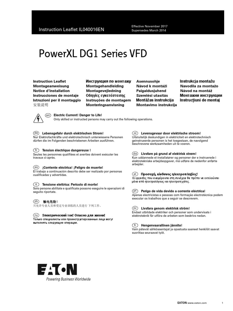 PowerXL DG1 Instruction Leaflet PDF Electrical Equipment Wire