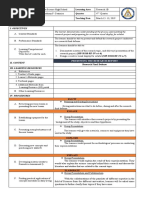 I. Objectives: School Learning Area Teacher Quarter Grade Level Teaching Date