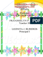 (RPMS) Portfolio S.Y. 2018 - 2019 Franjhielyn P. Golvin Teacher III Leonita J. Bureros Principal I