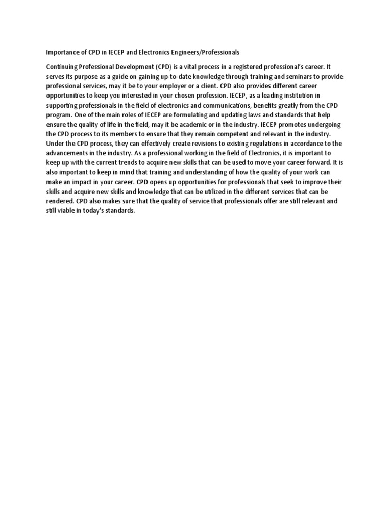 CPD Importance for IECEP Professionals | PDF | Business